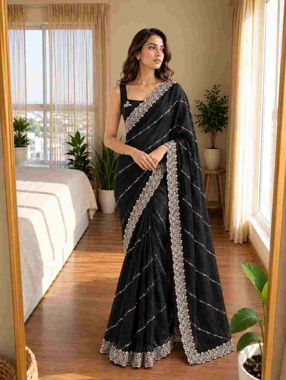 Elegant embroidered silk saree for weddings and special occasions