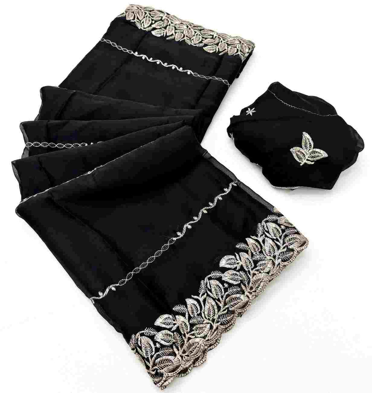 Women’s festive saree with all-over zari and thread work