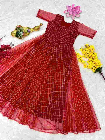 New collection women’s long net dress with stylish detailing