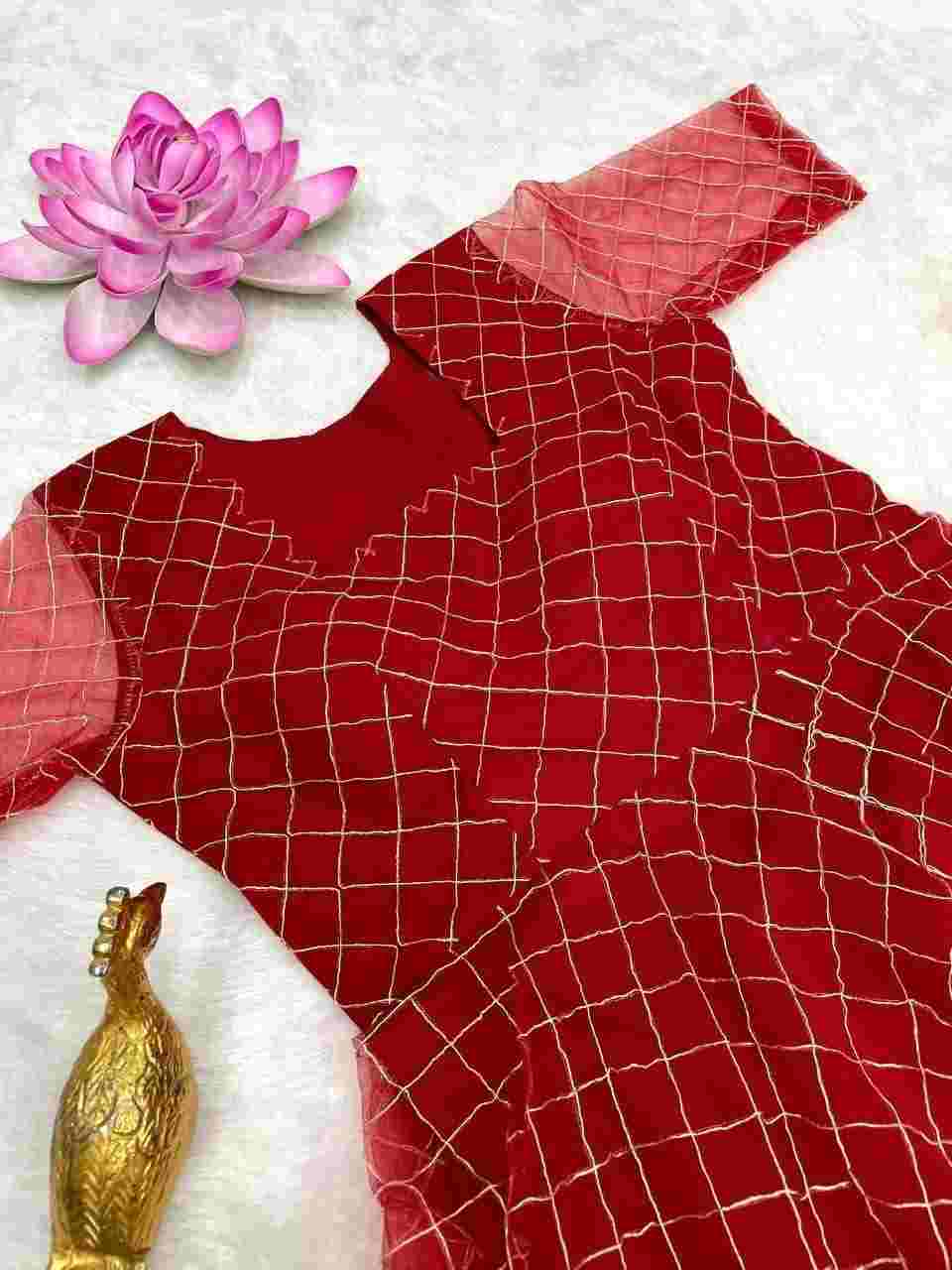 Elegant 52-inch women’s frock with heavy net fabric
