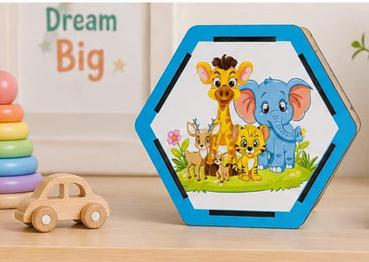 Kids animal coin bank box with blue design