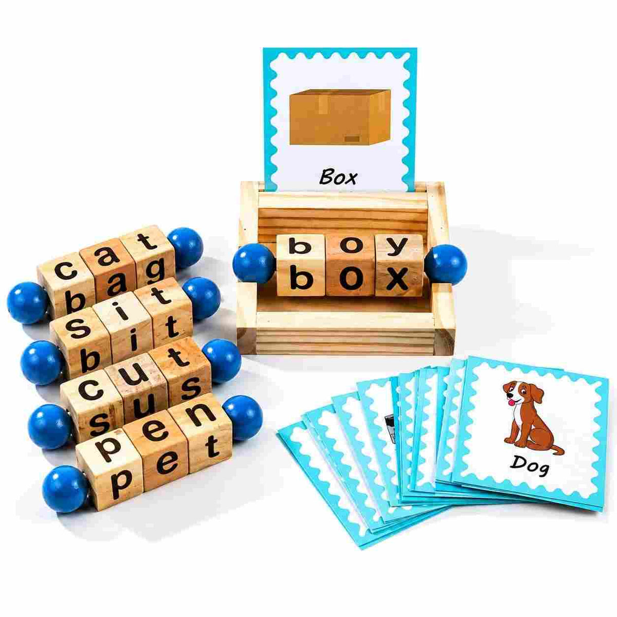 Picture flashcards for letter recognition and word building