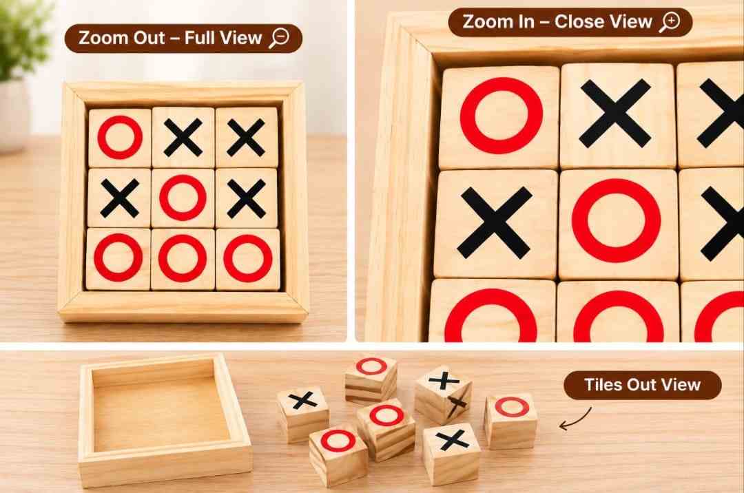 Three-dimensional wooden X and O game for two players