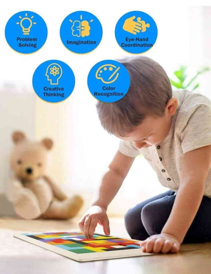 Wooden puzzle toy for indoor learning activities