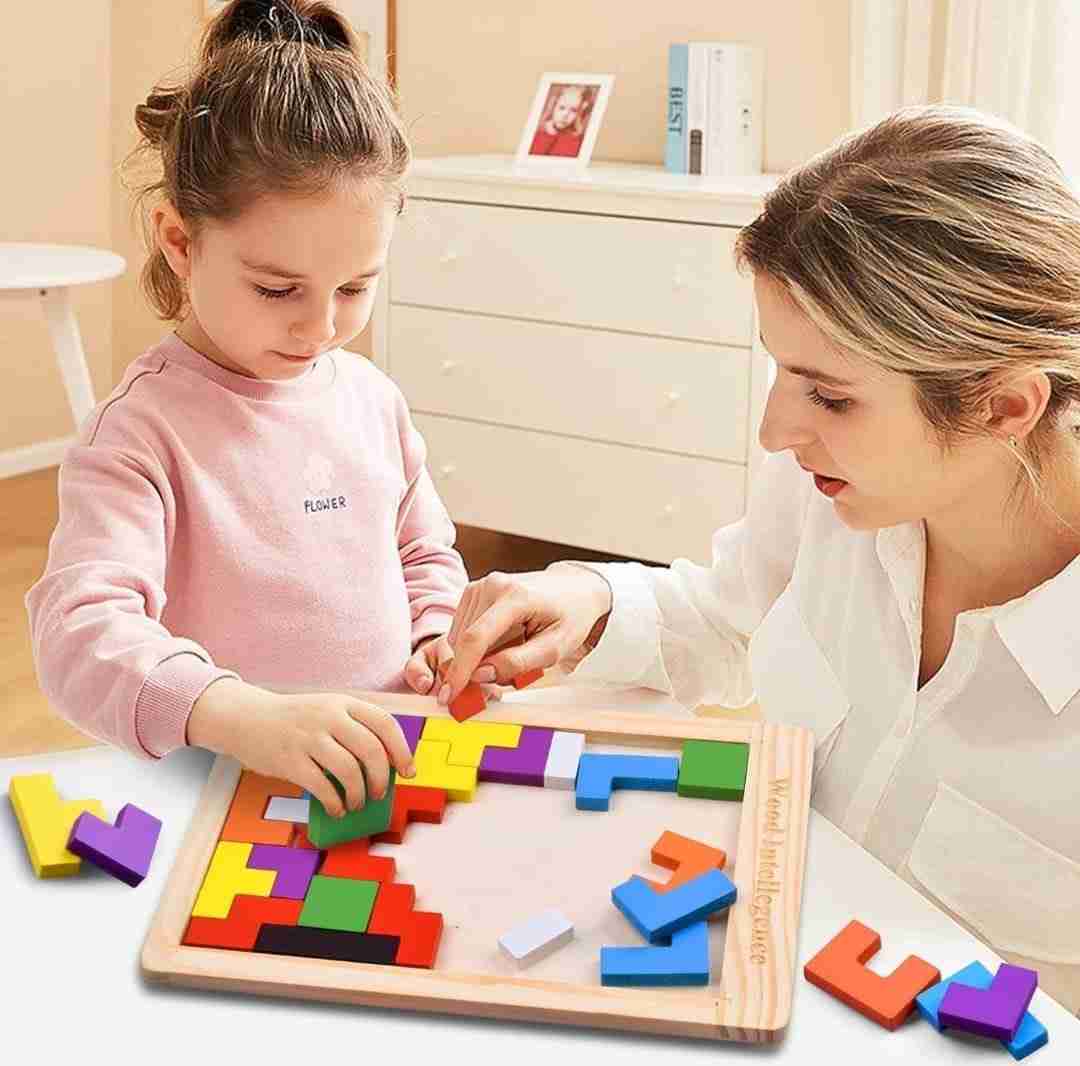 Wooden brain teaser puzzle for kids and adults