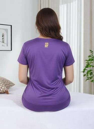 Women Printed Lycra Night Suit Set round neck short sleeve top and pajama comfortable stretchable nightwear