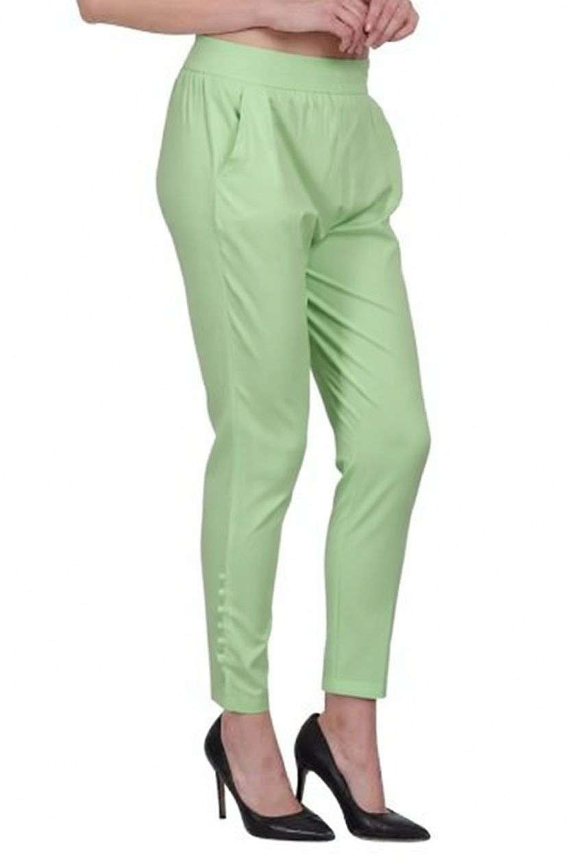 Women’s Cotton Cigarette Pants | Slim Fit with Elastic Waist & Side Pockets | Casual & Office Wear Bottoms