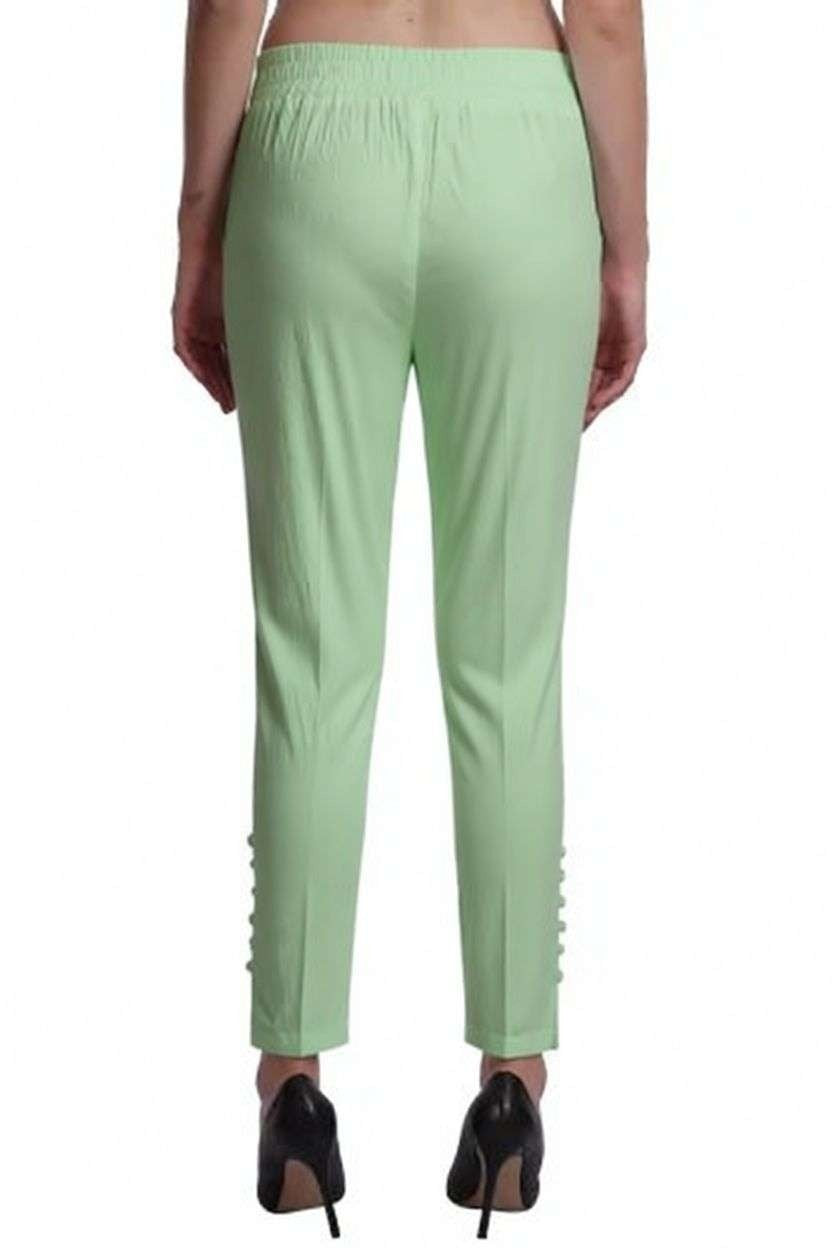 Women’s Cotton Cigarette Pants | Slim Fit with Elastic Waist & Side Pockets | Casual & Office Wear Bottoms