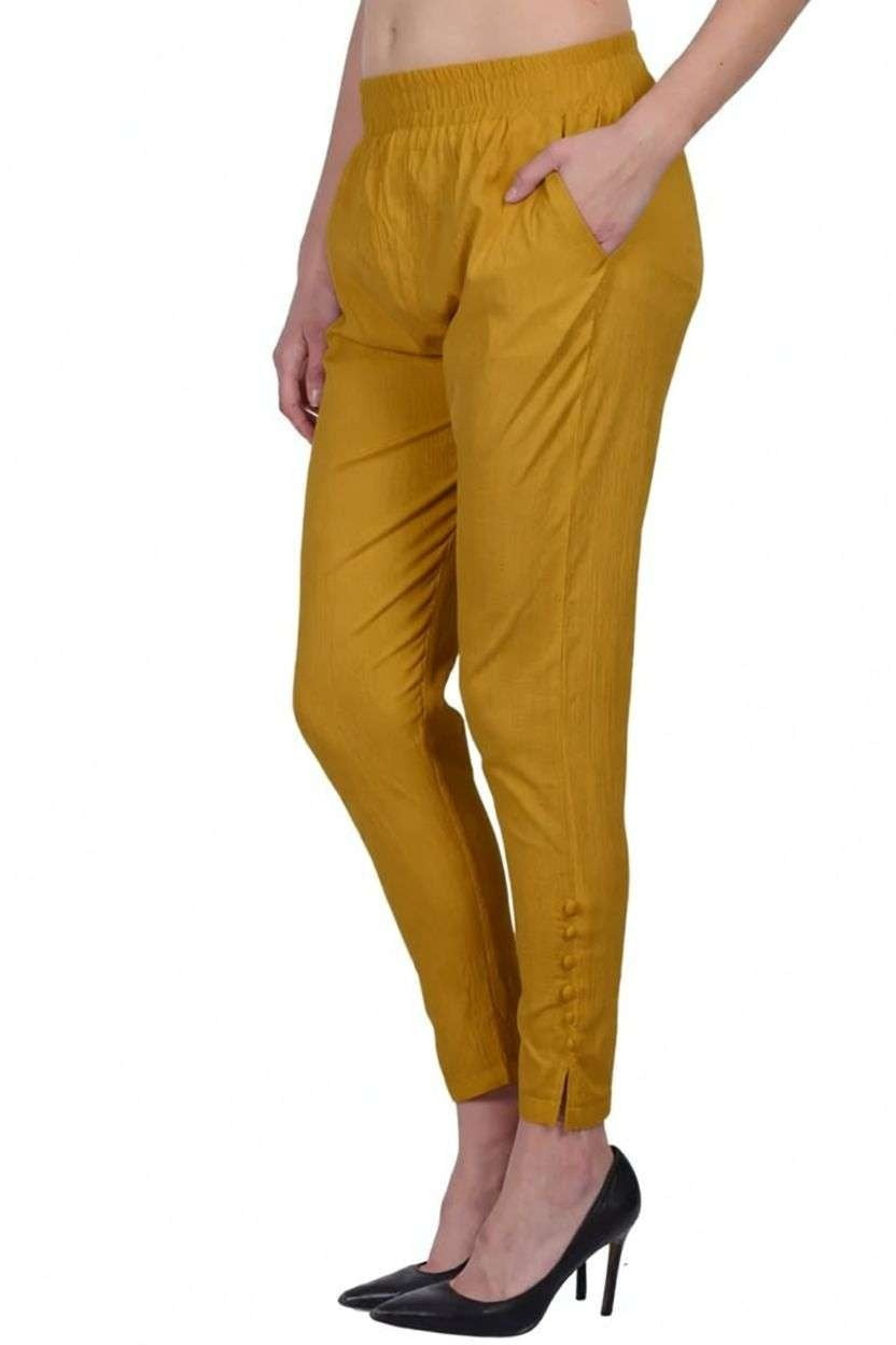 Women’s Cotton Cigarette Pants | Slim Fit with Elastic Waist & Side Pockets | Casual & Office Wear Bottoms
