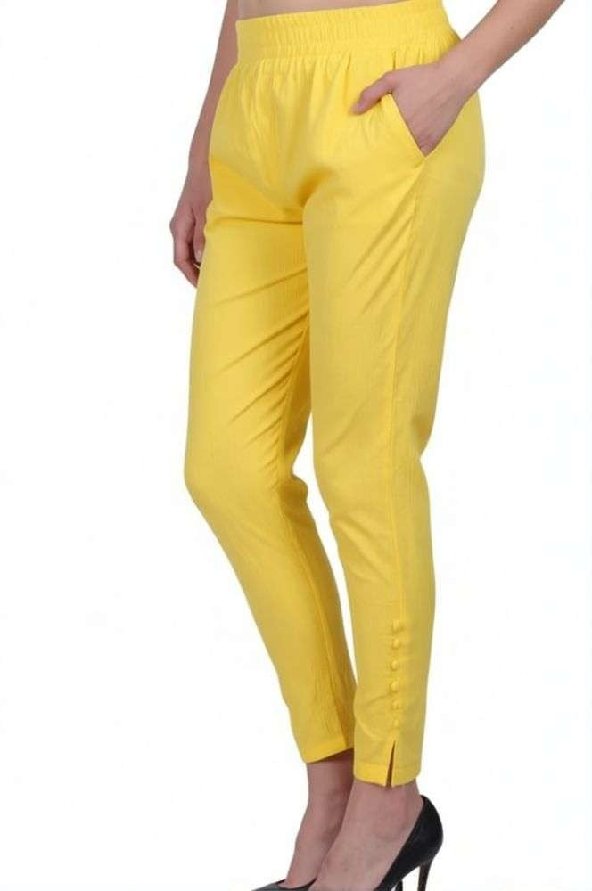 Women’s Cotton Cigarette Pants | Slim Fit with Elastic Waist & Side Pockets | Casual & Office Wear Bottoms