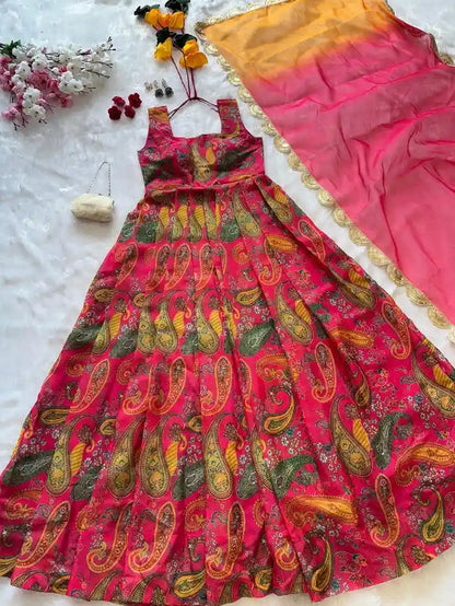 Anarkali gown Jimmy organza Silk