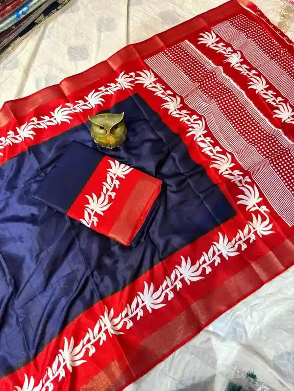 Women's Traditional Ethnic Saree with Floral Border