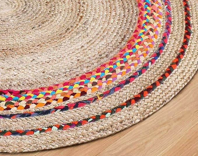 Natural Jute & Multi Round rug – indiyase