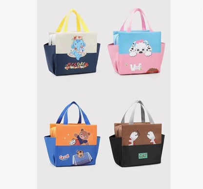 Kids Lunch Tote– Dual Colour, Insulated, Waterproof Food Storage Bag with Adorable Animal Prints