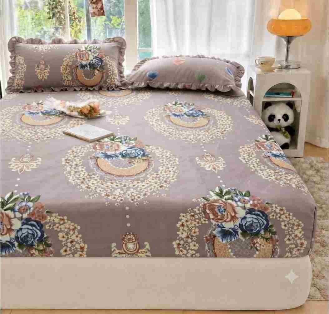 Premium cotton fitted bedsheet for king size bed