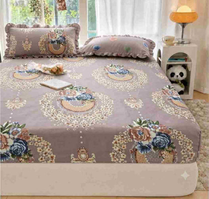 Premium cotton fitted bedsheet for king size bed