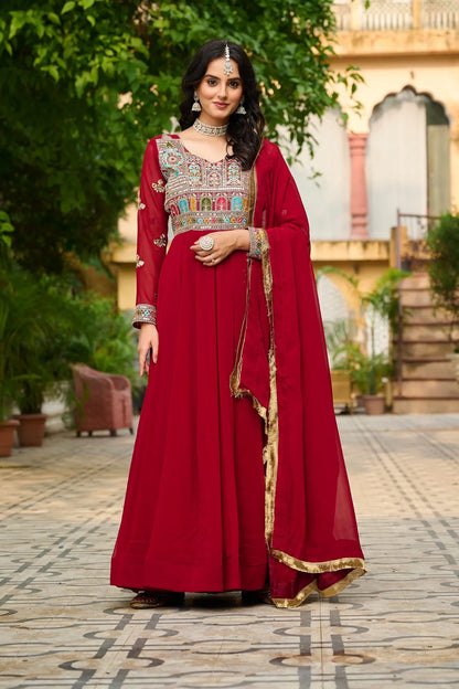 Beautiful Embroidered Gown with Dupatta Set