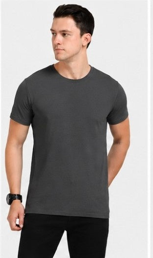 Combed Cotton Polo T-Shirt in asphalt color front and back view