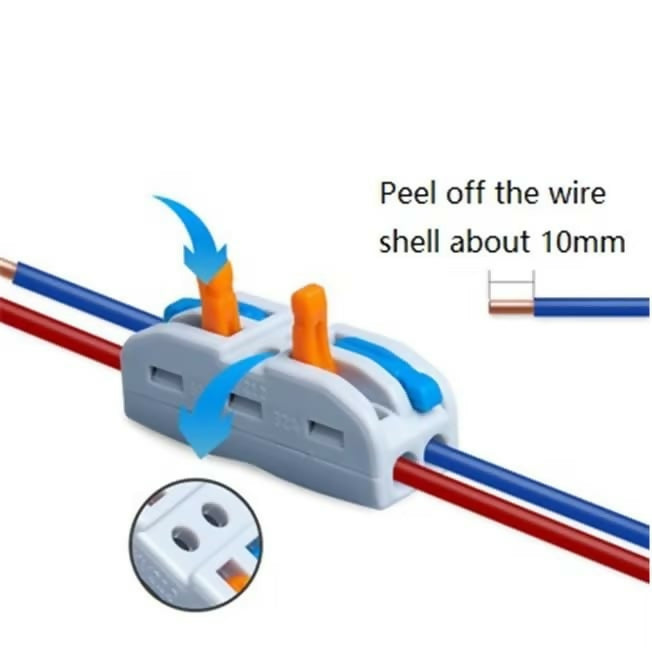 PCT-222 Wire Connector 2 Port Lever Nut, 2 In 2 Out Reusable Push Wire Jointer Kit