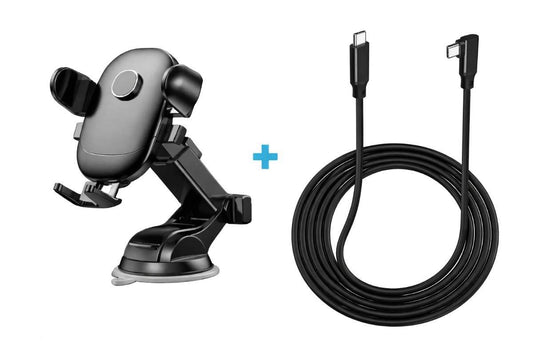 Flixx car mobile holder with USB C fast charging cable combo for car use