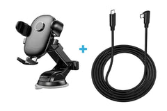 Flixx Car Mobile Holder + USB-C to USB-C Cable Combo – 360° Rotation Fast Charging Set