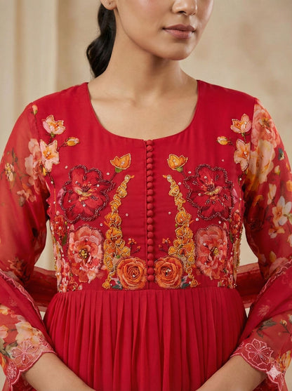 Designer Party Wear Fox Georgette Gown Set with Dupatta & Pant