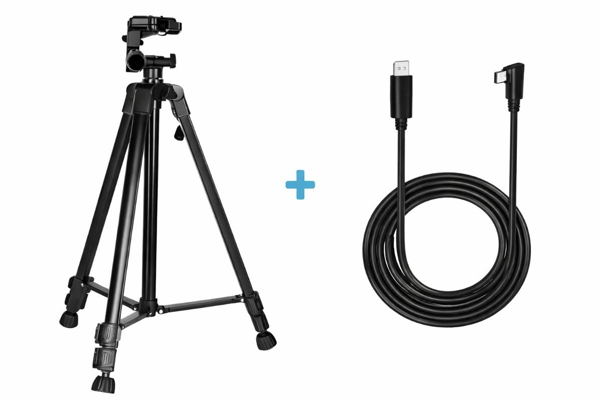 Flixx 360 degree tripod with USB A to USB C fast charging cable combo for mobile and camera