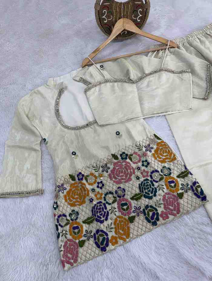 Trendy ivory co-ord set full outfit view