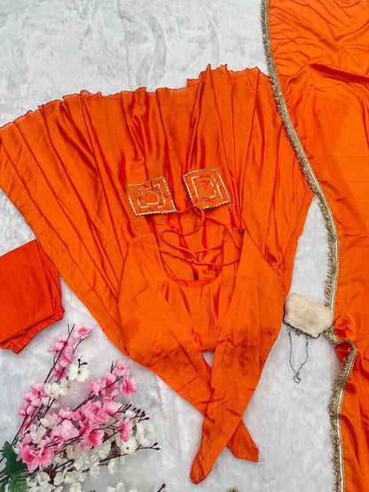 Exclusive Chinnon Silk Anarkali Suit Set with Dupatta