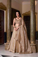 Gold Crush Lehenga Choli with Embroidered Blouse & Dupatta