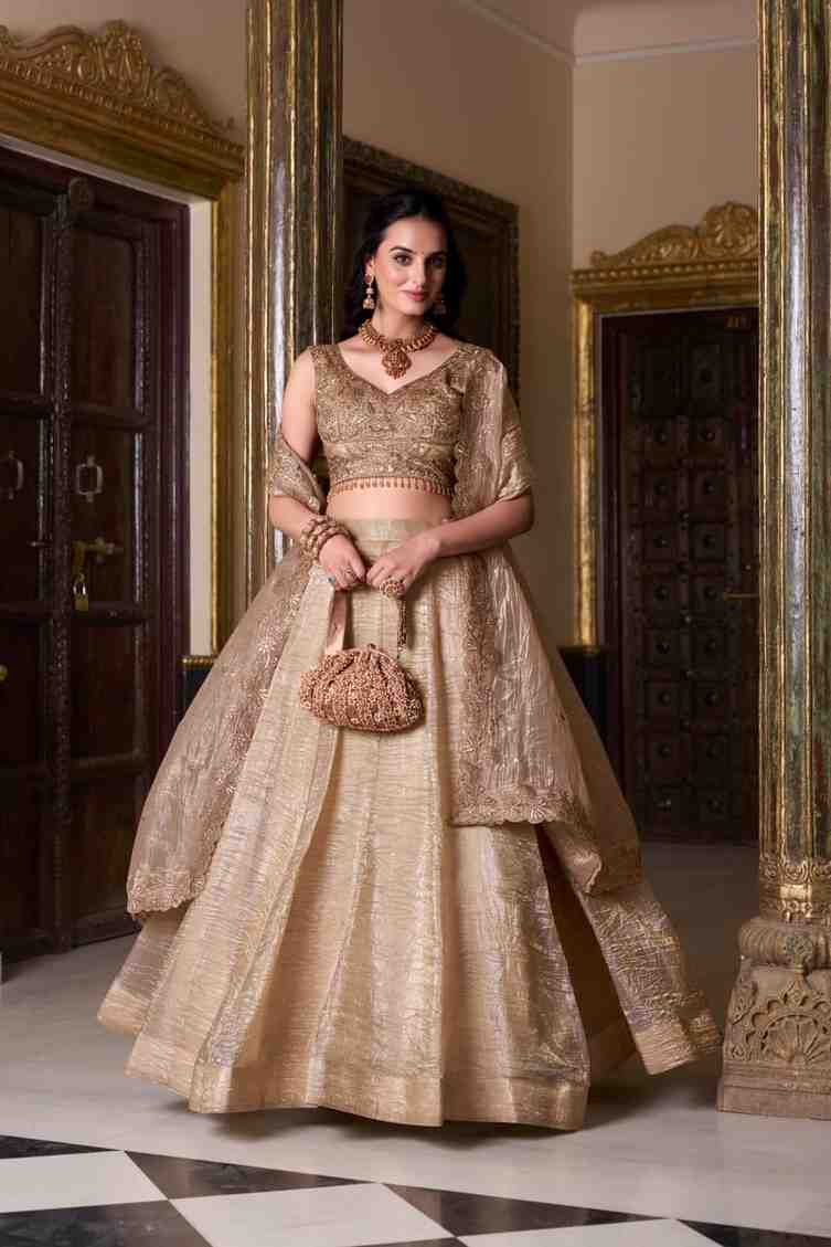 Gold crush lehenga choli front view