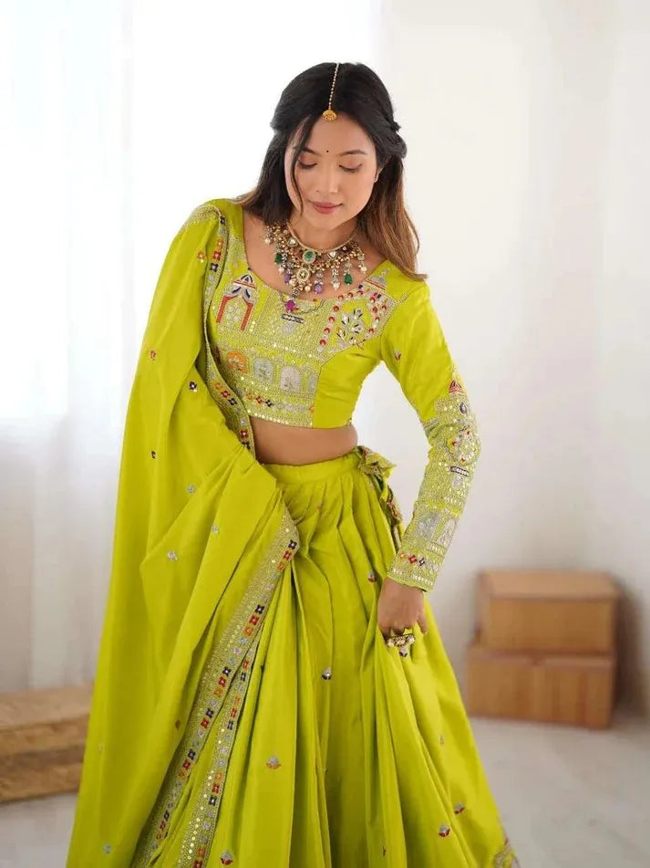Taj lehenga chinon embroidery sequence work festive wear set