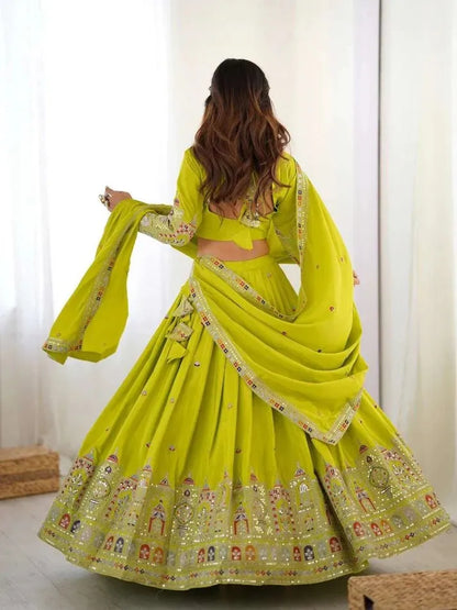 Taj lehenga chinon embroidery sequence work festive wear set