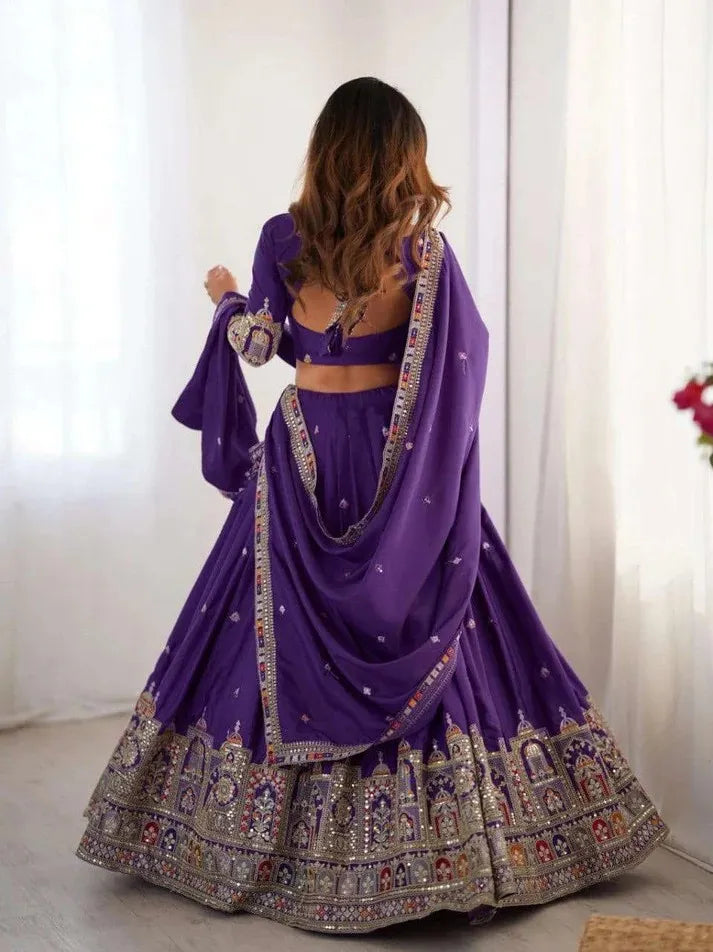 Taj lehenga chinon embroidery sequence work festive wear set