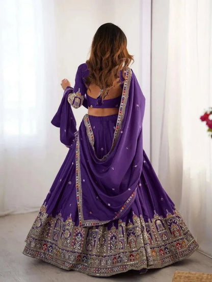 Taj lehenga chinon embroidery sequence work festive wear set