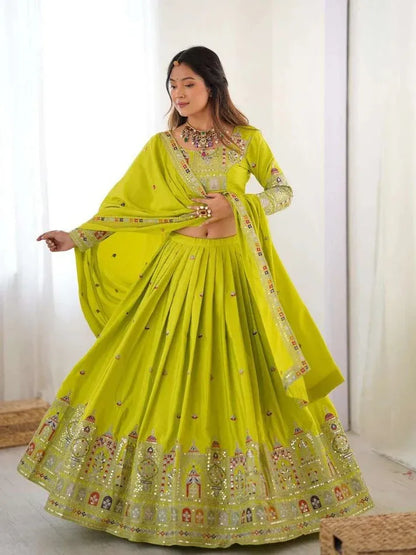 Taj lehenga chinon embroidery sequence work festive wear set