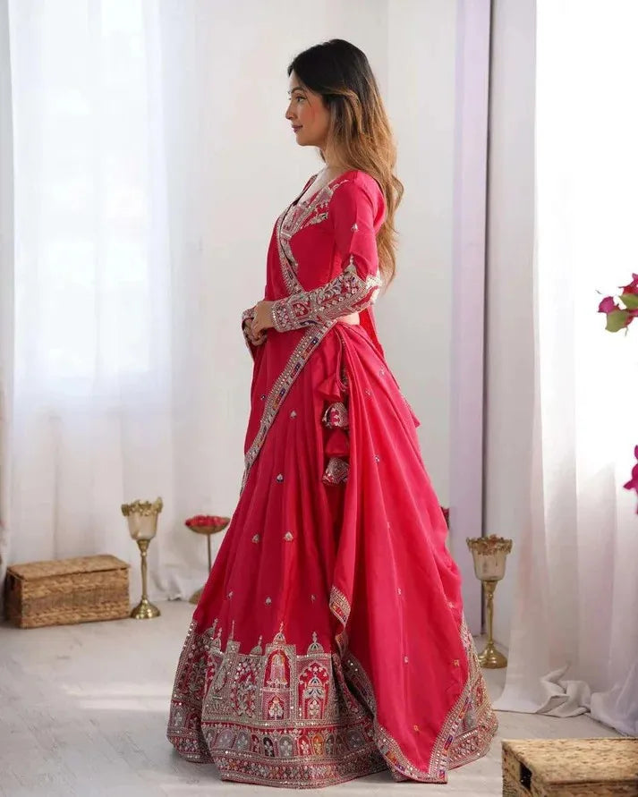Taj lehenga chinon embroidery sequence work festive wear set
