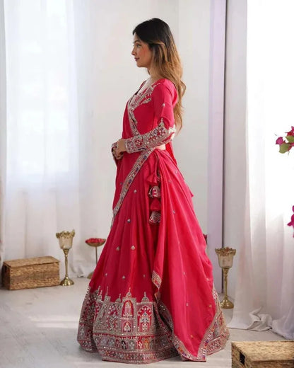 Taj lehenga chinon embroidery sequence work festive wear set
