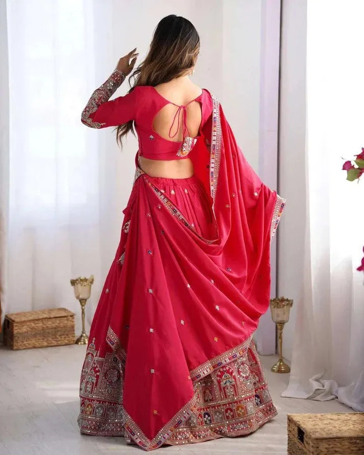Taj lehenga chinon embroidery sequence work festive wear set