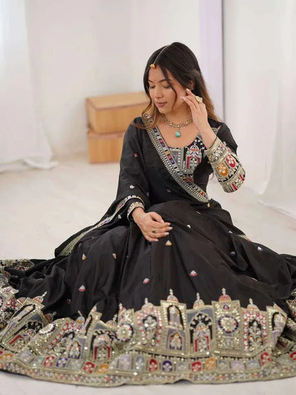 Taj lehenga chinon embroidery sequence work festive wear set