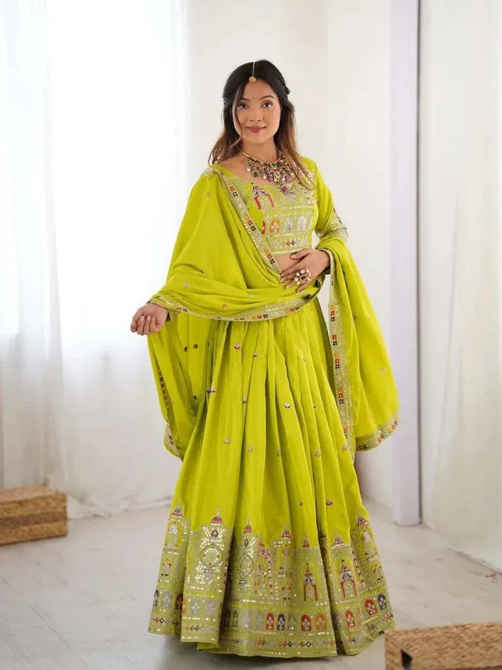 Taj lehenga chinon embroidery sequence work festive wear set