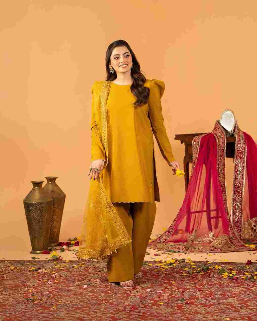 Designer Party Wear Top with Farshi Salwar and Embroidered Dupatta
