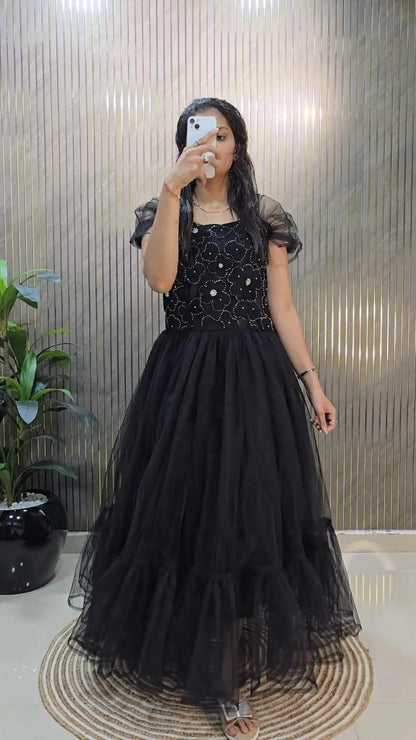 Designer Soft Net Midi Dress for Women