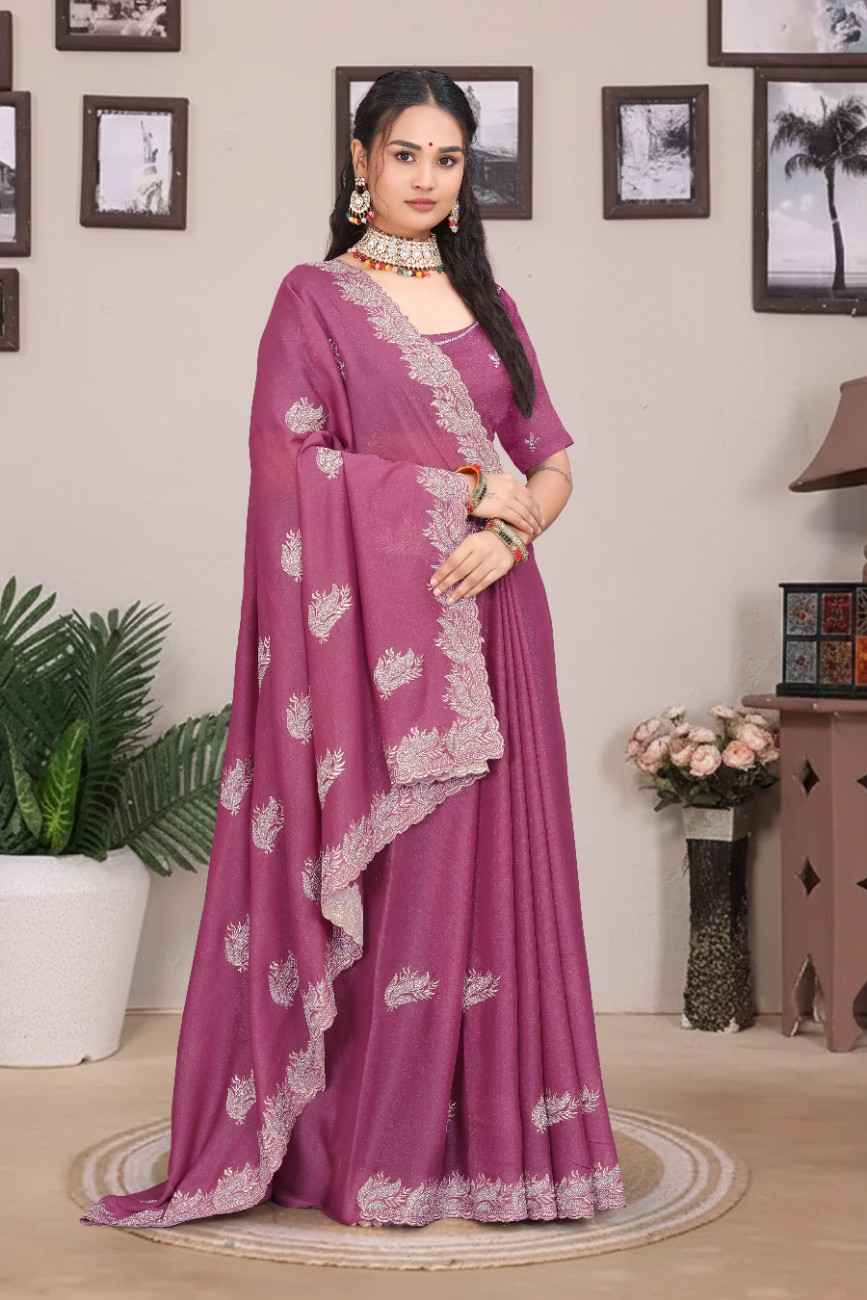 Women festive georgette saree with embroidery detailing