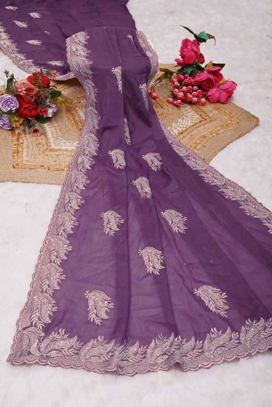 Festive georgette saree with designer blouse for women