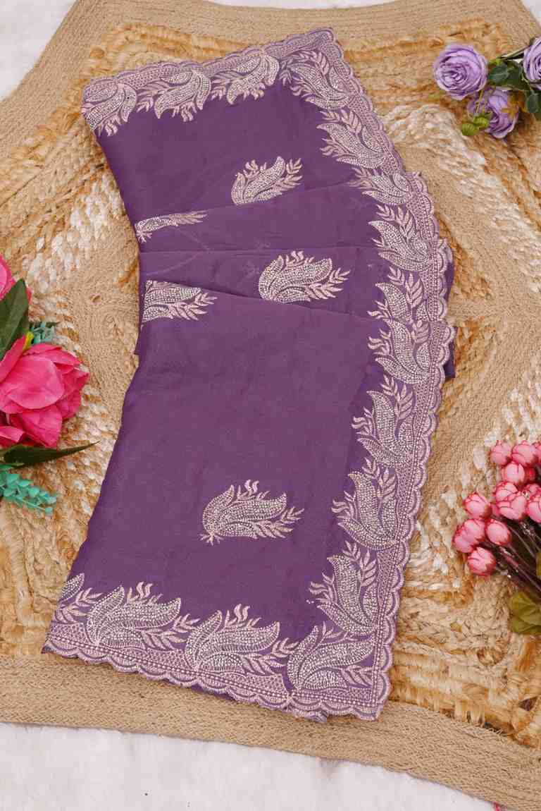 Elegant embroidered saree with mirror work detailing