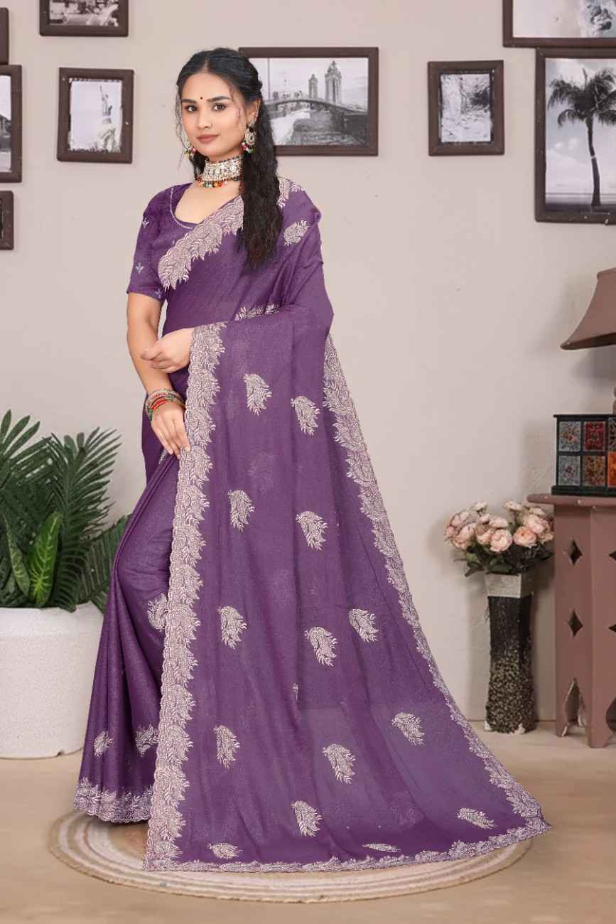 Khodal Fashion georgette saree with Swarovski mirror work
