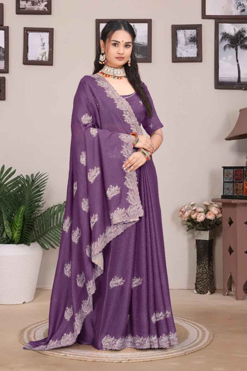 Women ethnic saree with heavy embroidery work design