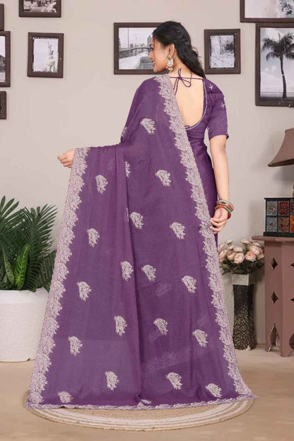 Traditional festive saree with embroidered blouse design