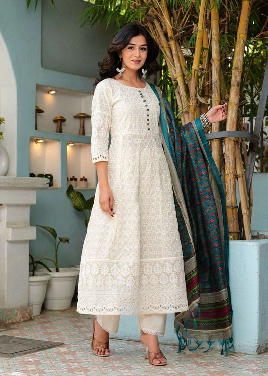 Pure Chikankari Anarkali Kurti Set for Women